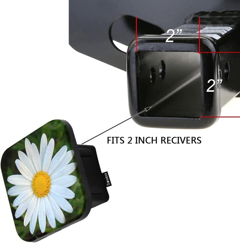 Swono White Daisy Trailer Hitch Covers, Bloom White Daisy Flower in Grass Cute Hitch Covers Fits 2 Inch Receiver, Rubber Receiver Tube Hitch Plug for RV SUV Trucks and Cars - Image 3